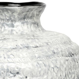 Textured Ceramic Round Glazed Vase – White