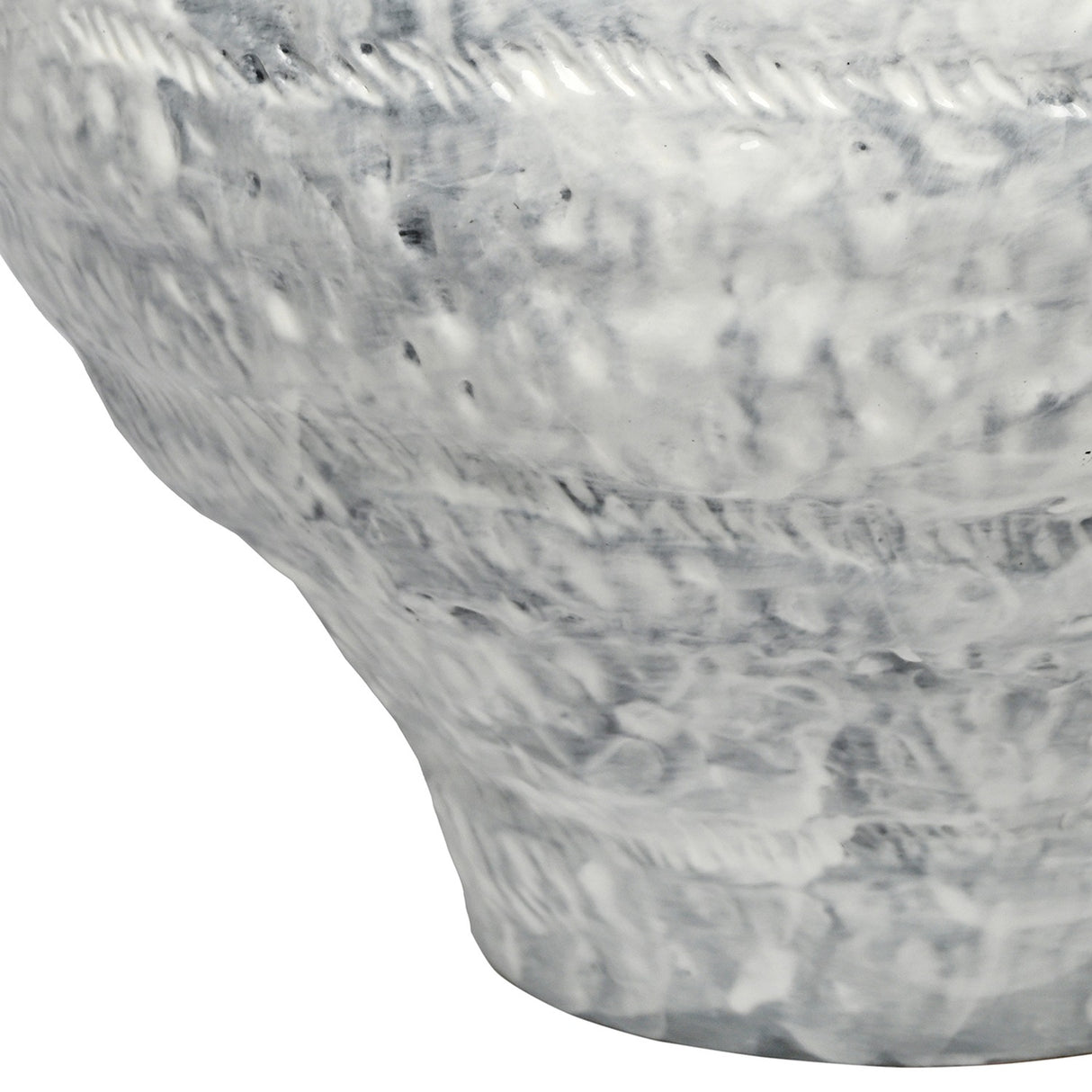 Textured Ceramic Round Glazed Vase – White