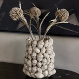 Textured Acorn Ceramic Vase – Cream