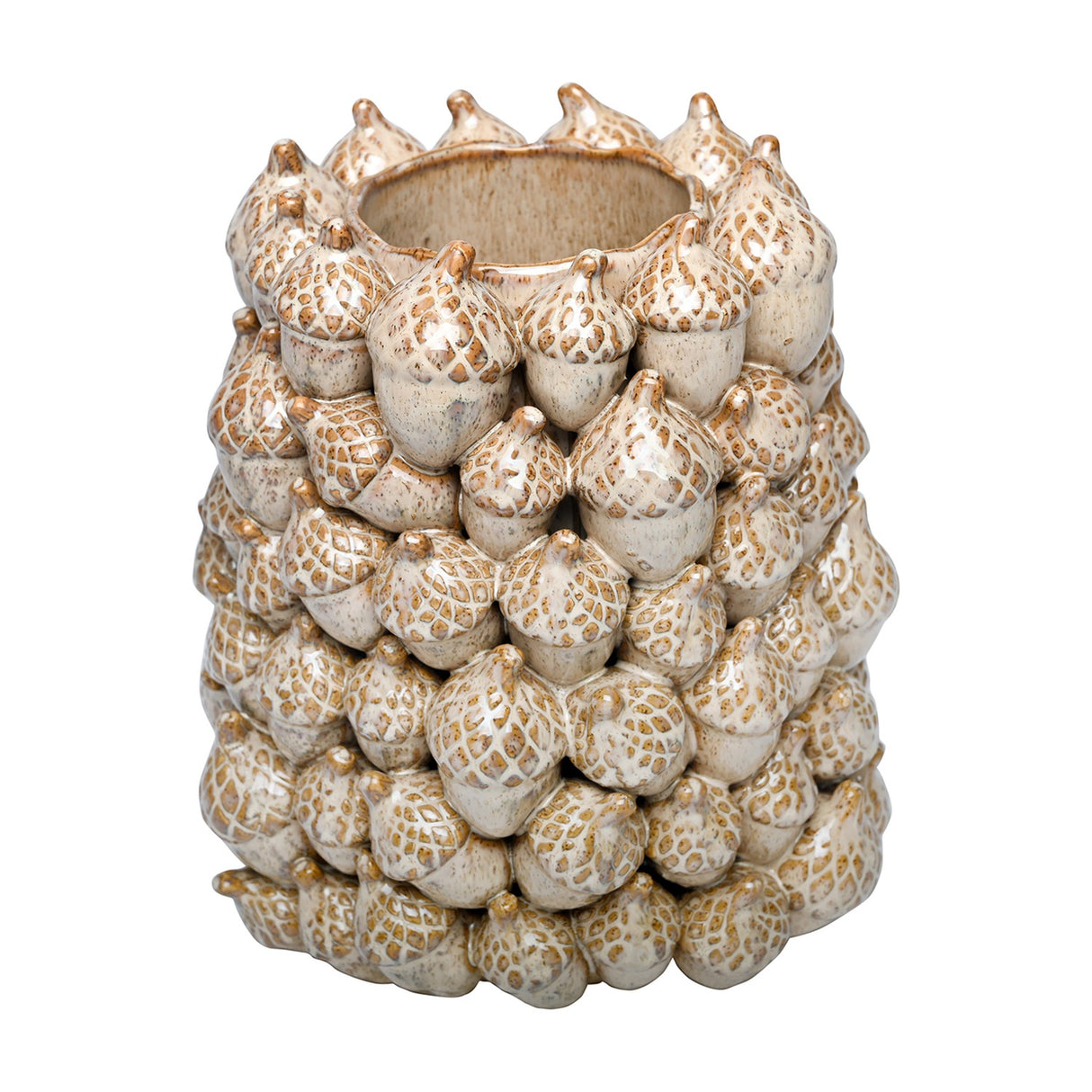 Textured Acorn Ceramic Vase – Cream