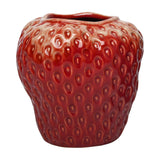 Dimpled Ceramic Strawberry Vase – Red