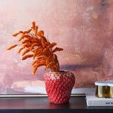Dimpled Ceramic Strawberry Vase – Red