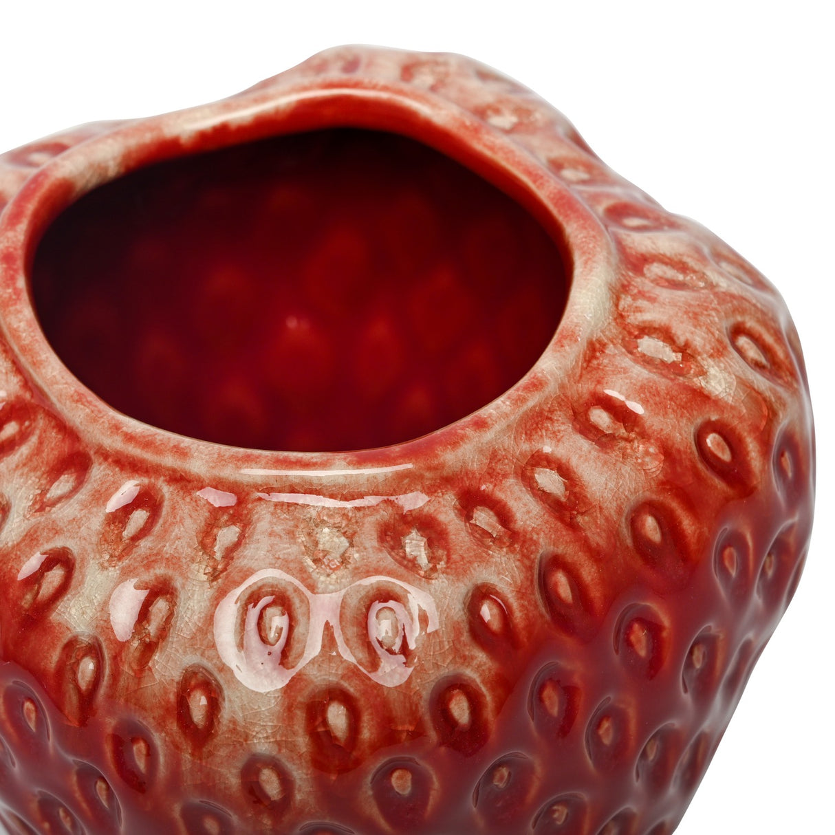 Dimpled Ceramic Strawberry Vase – Red