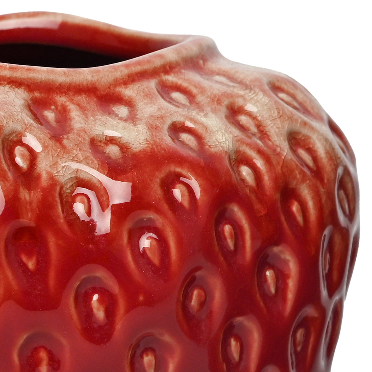 Dimpled Ceramic Strawberry Vase – Red