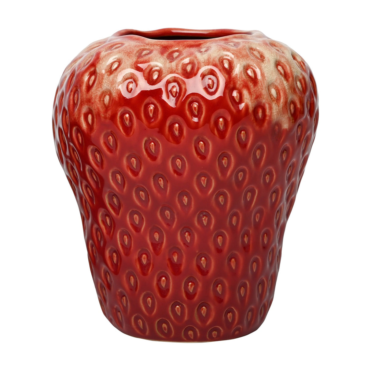 Dimpled Strawberry Ceramic Vase – Red