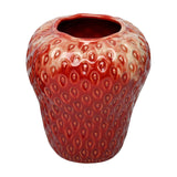Dimpled Strawberry Ceramic Vase – Red
