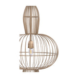 Close-up of the Libra Interiors Wire Frame Burnished Brass Pendant Light showing the rounded orb cage, E27 filament bulb and slim vertical wires.