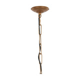 Libra Interiors Burnished Brass Wire Pear Drop Pendant Light ceiling rose and chain suspension detail in warm brass finish on a white background.