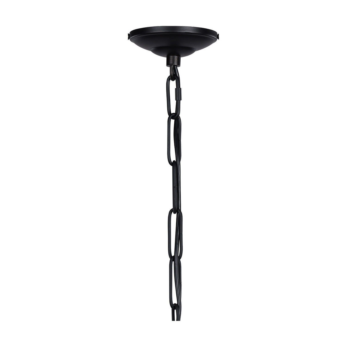 Libra Interiors Wire Cage Double Tiered Pendant Light in black, showing the matt black ceiling canopy and suspension chain against a plain white background.