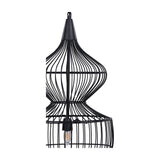 Libra Interiors Wire Cage Double Tiered Pendant Light in matt black, close view of the hourglass steel frame with E27 bulb visible at the base.