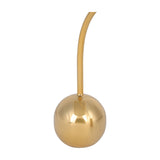 Libra Interiors Arch Gold Taper Candle Holder shown close-up on the spherical counterweight base with curved arch rising above, on a white background.