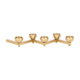 Zigzag 5-Cup Polished Iron Candle Holder – Gold