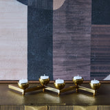 Zigzag 5-Cup Polished Iron Candle Holder – Gold