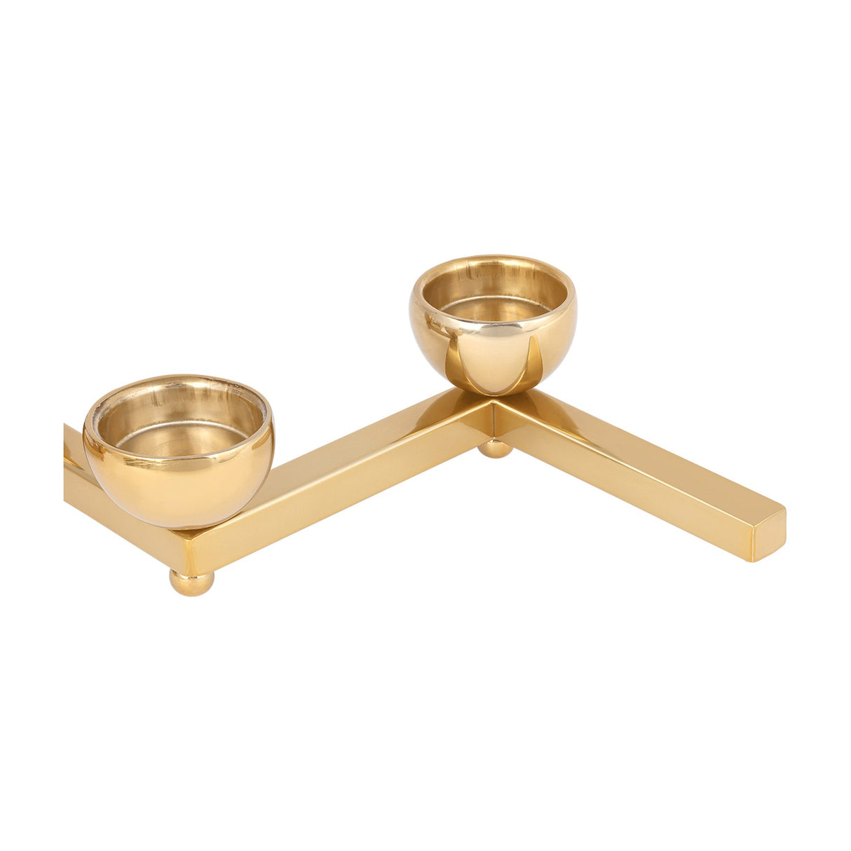 Zigzag 5-Cup Polished Iron Candle Holder – Gold