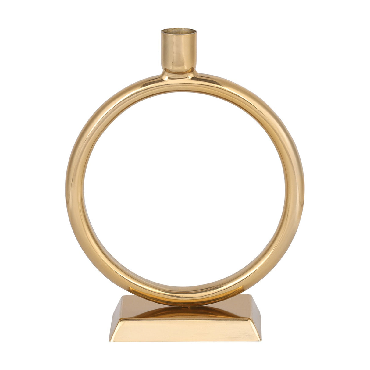 Polished Ring Gold Taper Candle Holder