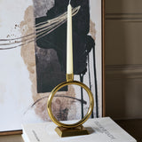 Polished Ring Gold Taper Candle Holder