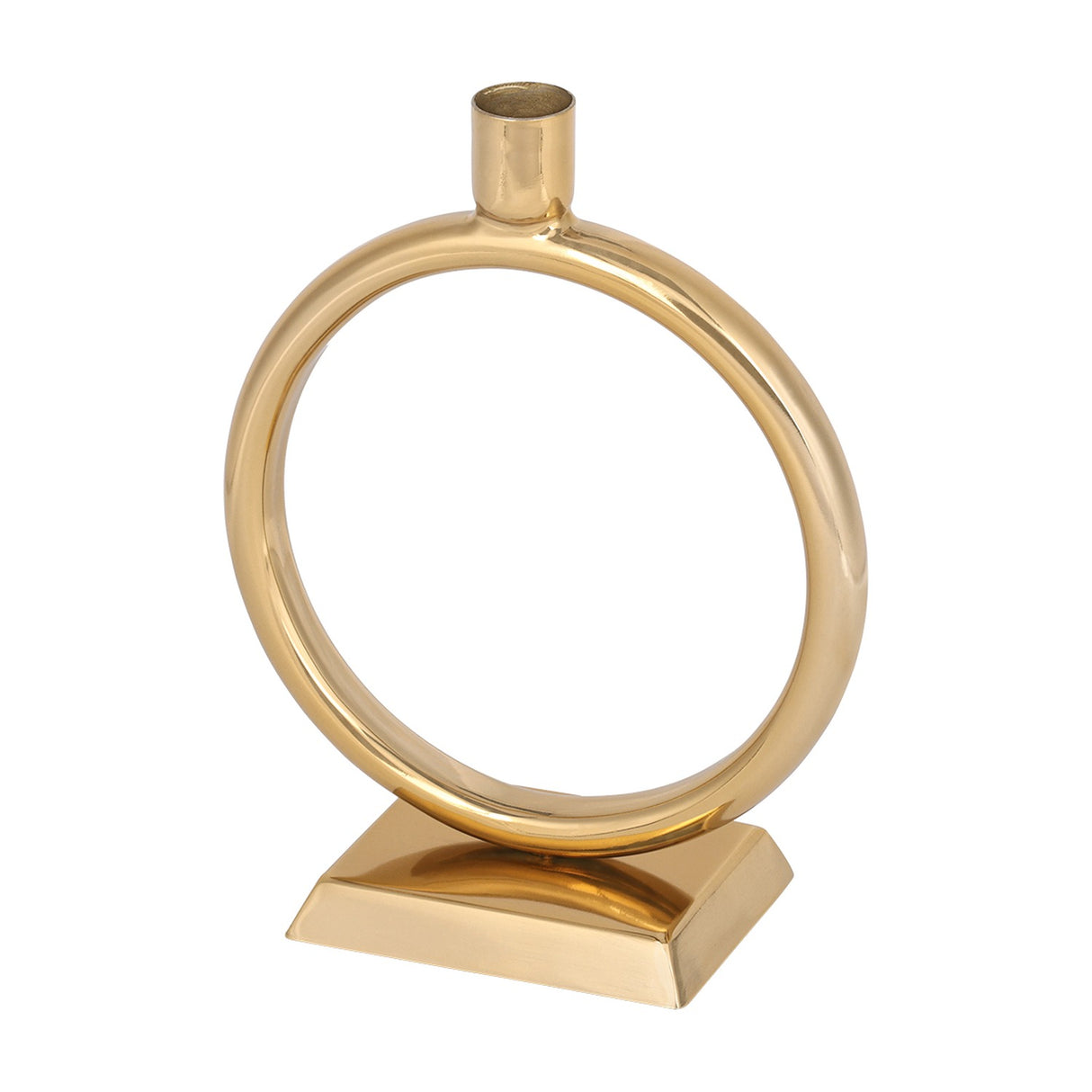 Polished Ring Gold Taper Candle Holder