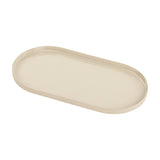 Libra Interiors Oval Gloss Enamel Serving Tray in cream with a low raised edge and smooth iron finish, shown on a plain white background.