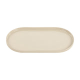 Libra Interiors Oval Gloss Enamel Serving Tray in cream, an iron tray with a smooth glossy finish and low raised edge, shown on a white background.