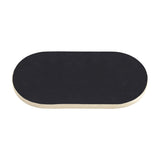 Libra Interiors Oval Gloss Enamel Serving Tray in cream with a black interior base and low raised edge, shown on a plain white background.