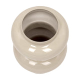 Top-down view of the Libra Interiors Tiered Enamel Iron Vase in cream, showing its rounded tiers and open mouth on a plain white background.