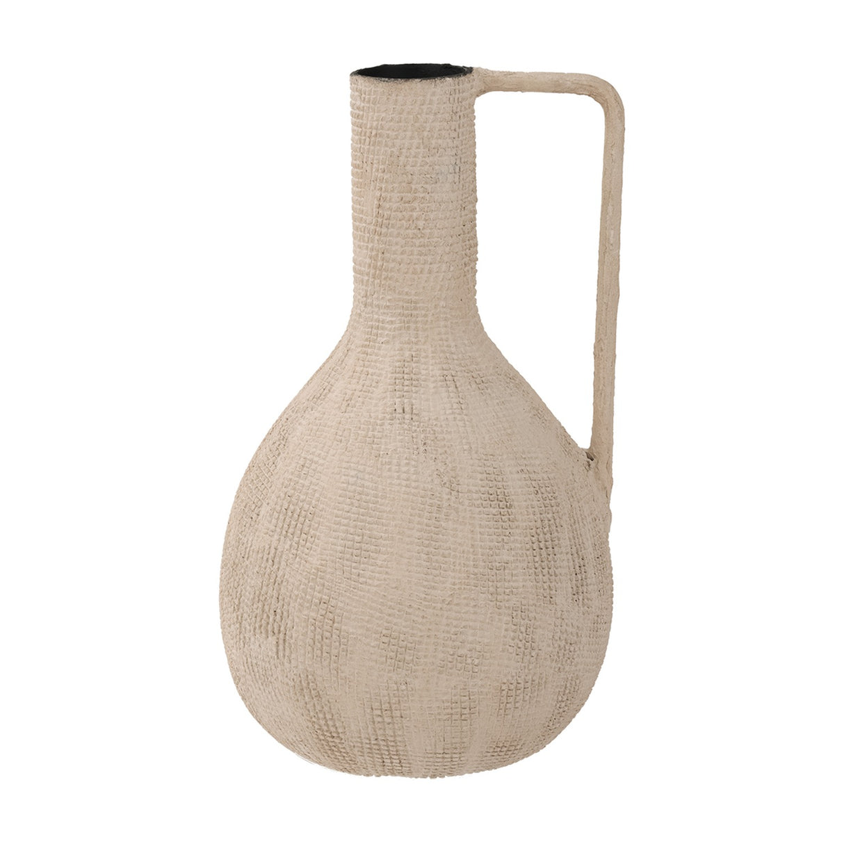 Textured Teardrop Handled Vase – Cream