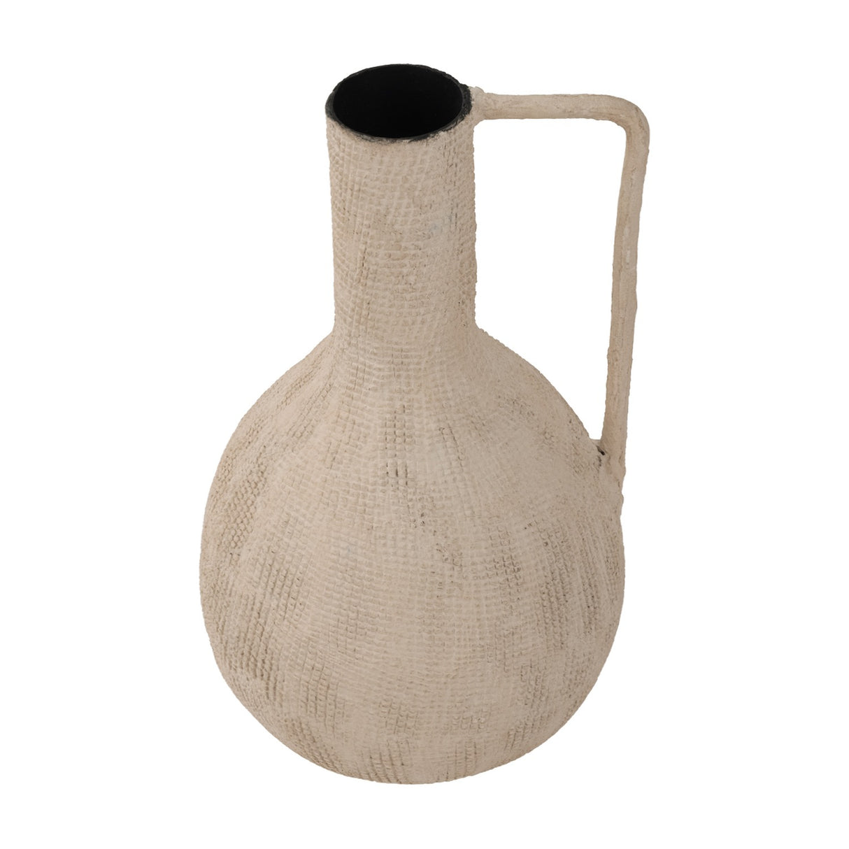 Textured Teardrop Handled Vase – Cream