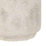 Close-up of the Libra Interiors Textured Cross-Hatch Handle Vase in cream, showing the rounded base and woven clay-look papier-mâché surface.