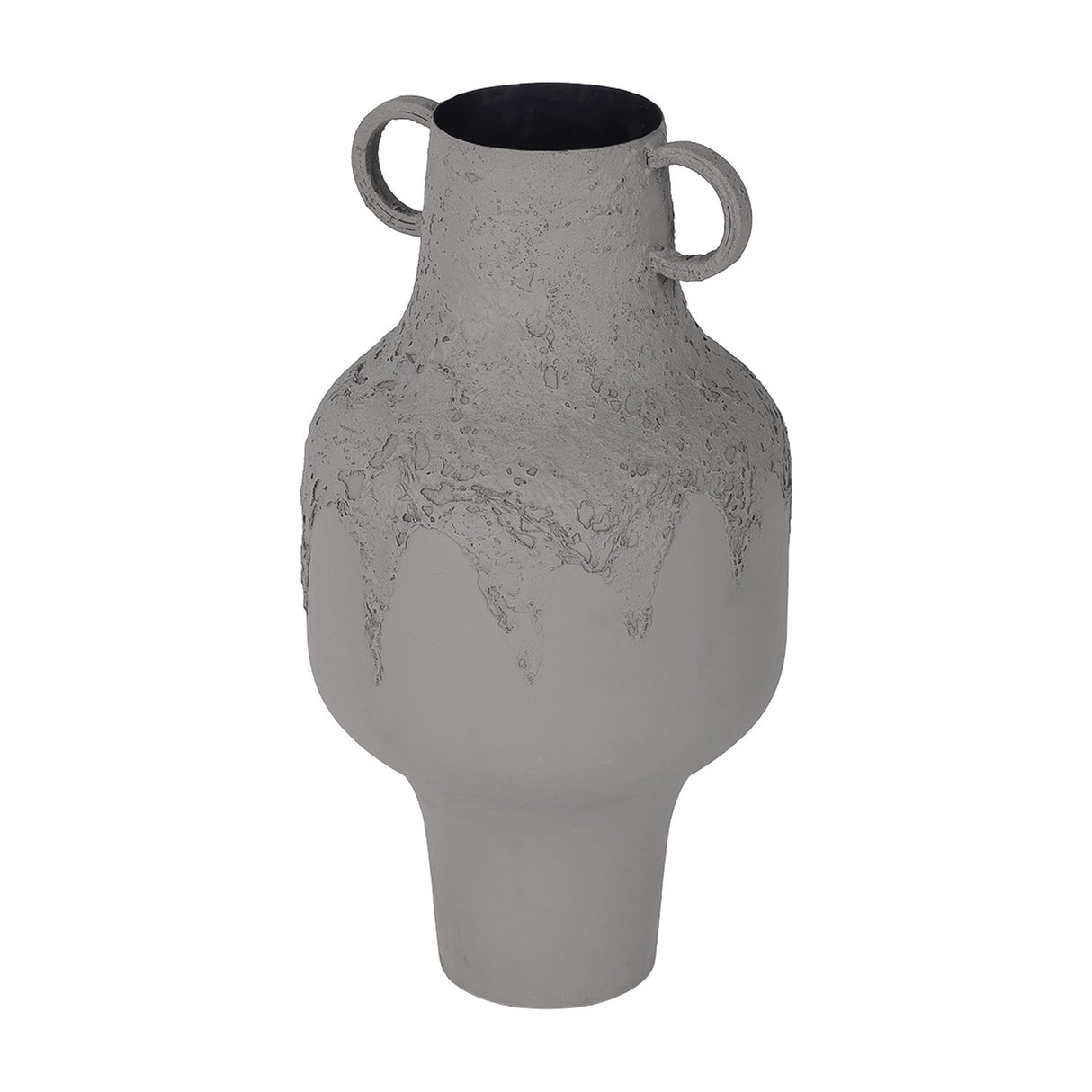Textured Two-Handled Metal Vase – Taupe