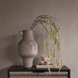 Textured Two-Handled Metal Vase – Taupe