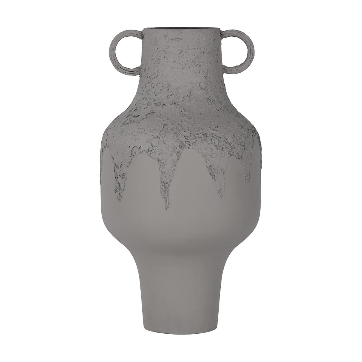 Textured Two-Handled Metal Vase – Taupe
