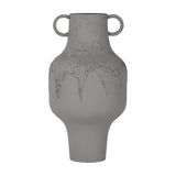 Textured Two-Handled Metal Vase – Taupe