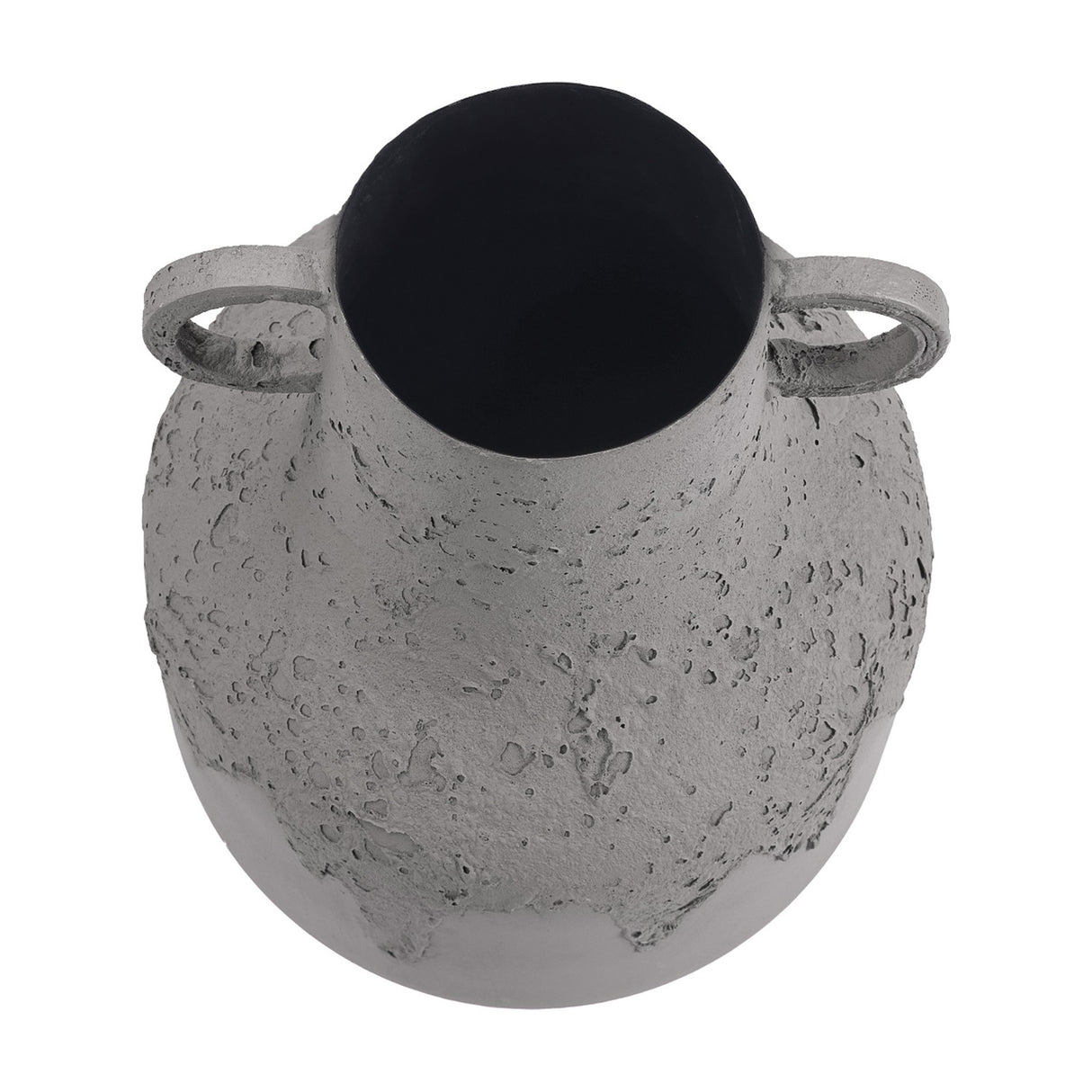Textured Two-Handled Metal Vase – Taupe