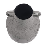 Textured Two-Handled Metal Vase – Taupe