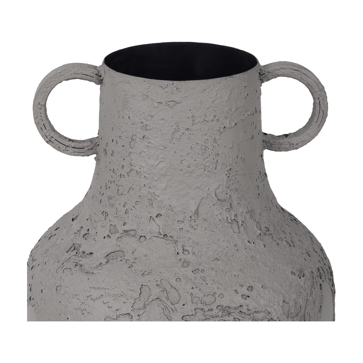 Textured Two-Handled Metal Vase – Taupe