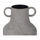 Textured Two-Handled Metal Vase – Taupe