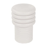Libra Interiors Ribbed Iron Sculptural Side Table in cream with a stacked ribbed base and domed top, shown against a plain white background.