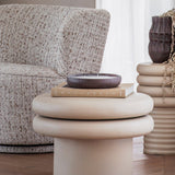 Round Textured Iron Coffee Table – Cream