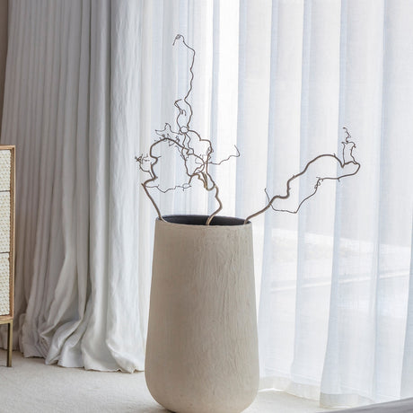 Textured Tall Papier-Mâché Planter – Cream