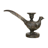 Textured Pheasant Antique Gold Candle Holder