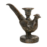 Textured Pheasant Antique Gold Candle Holder