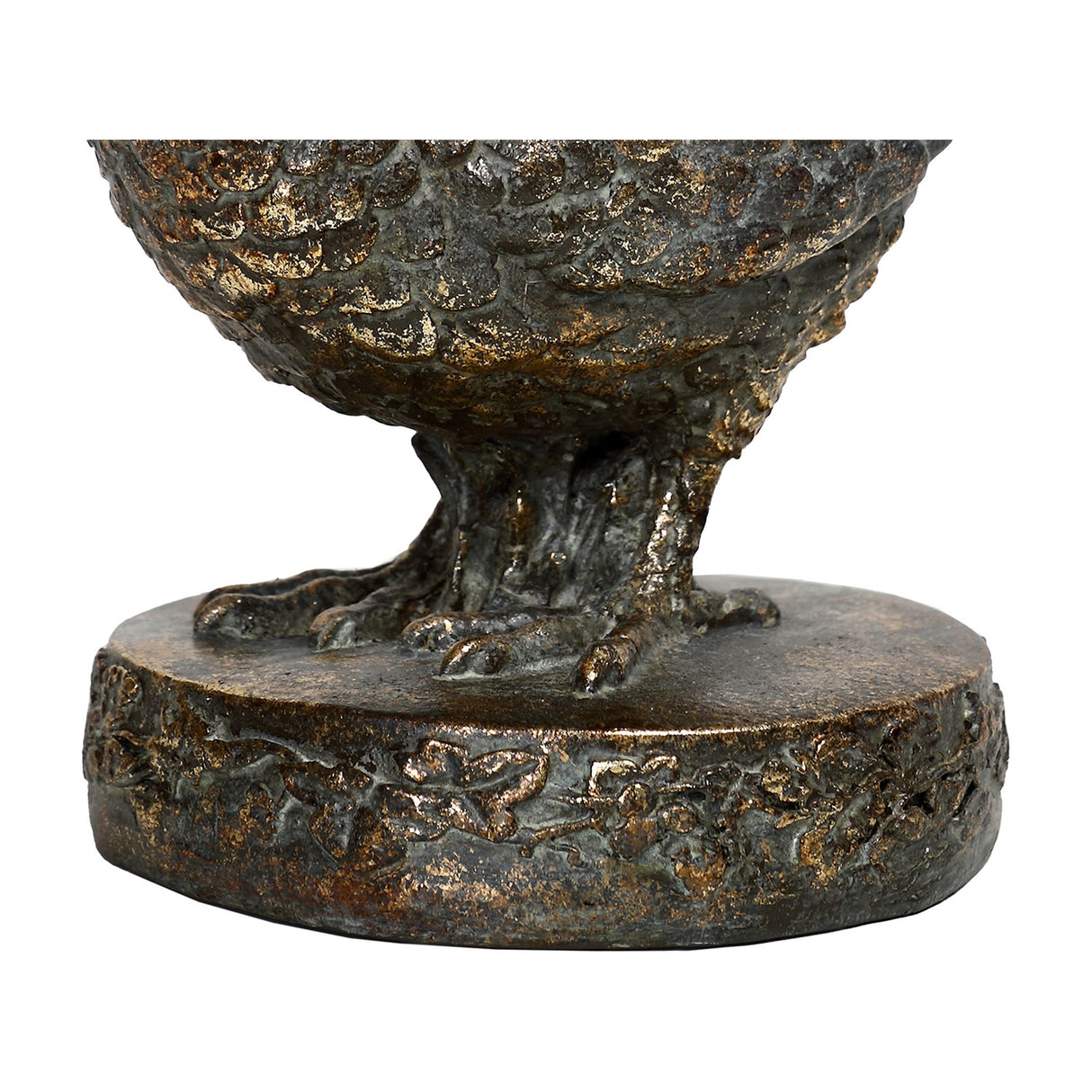 Textured Pheasant Antique Gold Candle Holder