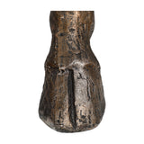 Close-up of the textured bronze resin leg and hoof of the Libra Interiors Lying Stag Sculpture, showing the aged metallic finish and sculpted detail.