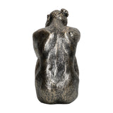 Rear view of Libra Interiors Textured Resin Seated Female Sculpture in antique gold, showing the modelled back and hair bun against a white background.