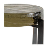 Hammered Glass Arched Iron Side Table – Bronze