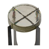Hammered Glass Arched Iron Side Table – Bronze