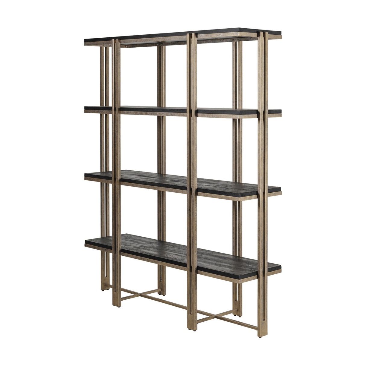 Sandblasted Mango Wood Champagne Gold Wall Shelf