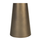 Close-up of the tapered smoke gold iron base of the Libra Interiors Tapered Iron Hammered Glass Floor Lantern, shown against a plain white background.