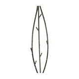 Close-up of Libra Interiors Branch-Style Iron Tripod Coat Stand in black with bronze highlights, showing hand-forged branch hooks on a plain background.