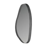 Libra Interiors Corrugated Asymmetric Wall Mirror in grey with an organic pebble shape and ribbed metal frame, shown upright on a plain white background.